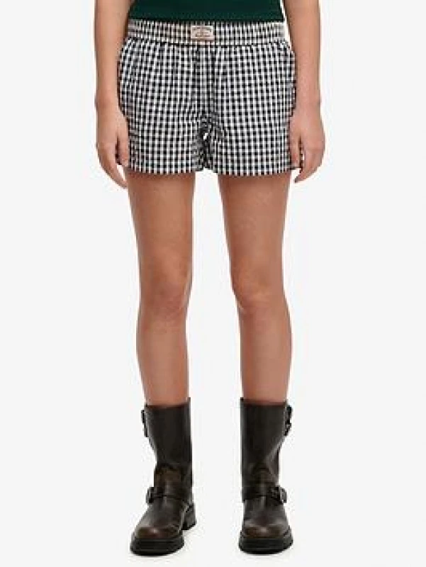 Image of Superdry Striped organic cotton elasticated shorts For Her Superdry Bleu Female S