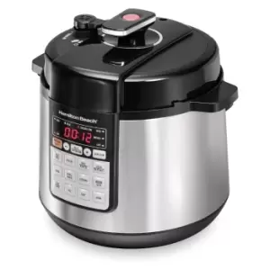 image of Hamilton Beach 34502-SAU Multi Function Pressure Cooker - Black & Stainless Steel