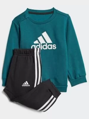 Image of Boys, adidas Badge Of Sport Jogger Set, Light Green, Size 12-18 Months