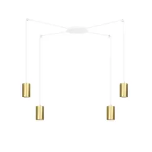 image of Traker White/Gold Cluster Pendant Ceiling Light 4x GU10