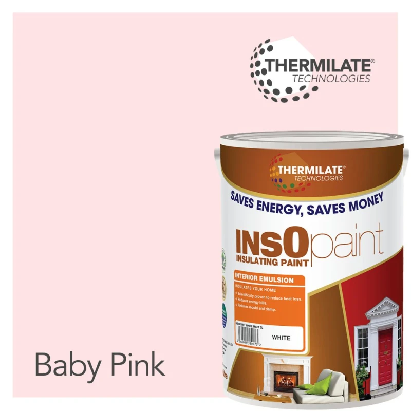 Image of Thermilate Technologies Insopaint Interior Emulsion Paint - Anti Mould, Insulating & Snergy Saving For Interior Walls & Ceilings - Baby Pink