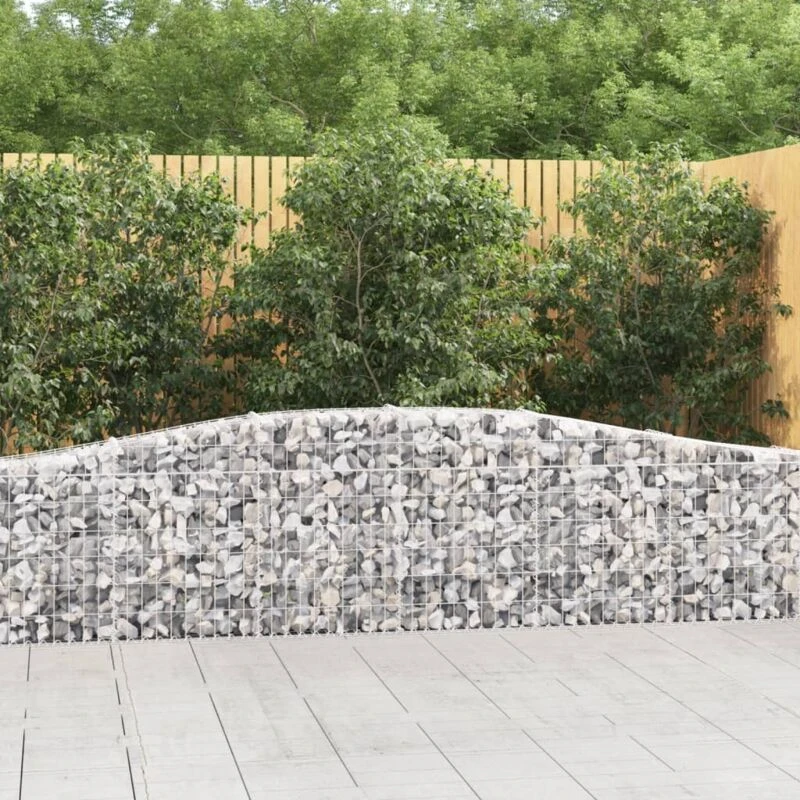 Image of vidaXL Arched Gabion Baskets 6 pcs 400x30x60/80cm Galvanised Iron, Silver 3145804