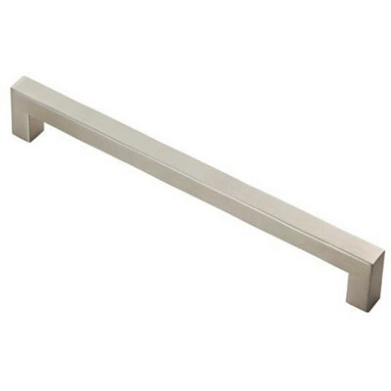 Image of Loops Square Linear Block Pull Handle 206 x 14mm 192mm Fixing Centres Satin Steel Metallics unisex