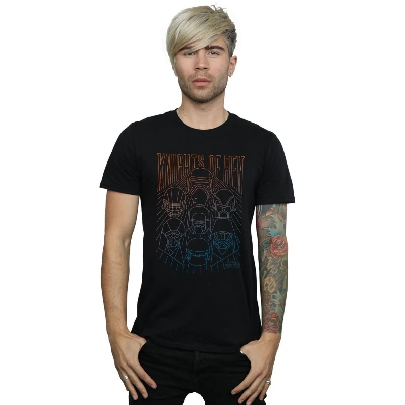 Image of Disney Men Star Wars The Rise Of Skywalker Knights Of Ren Colours T-Shirt in Black Size: Small Black S Male 5059400163537