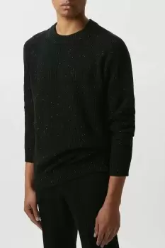 Image of Mens Super Soft Black Crew Raglan Knitted Jumper