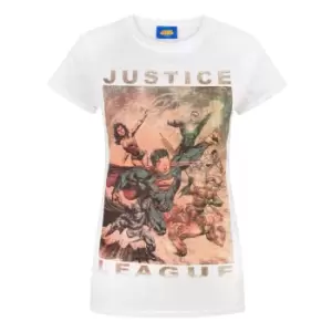 image of Justice League Womens/Ladies Characters Action T-Shirt (Large) (White)