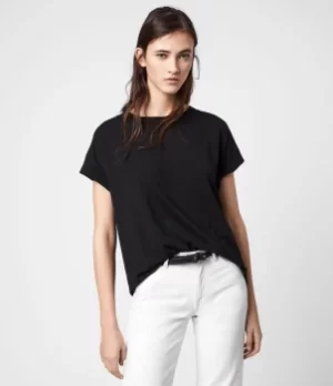 Image of AllSaints Womens Cotton Lightweight Imogen Boy T-Shirt, Black, Size: XS/S