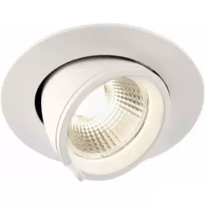 image of Fully Adjustable Recessed Ceiling Downlight - 15W Cool White LED - Matt White