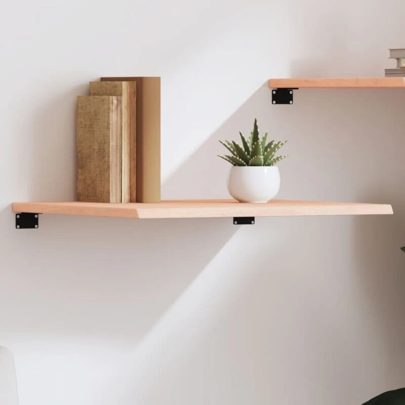 Image of Vidaxl Wall Shelf 60X50X2cm Untreated Solid Wood Oak, Brown 363530