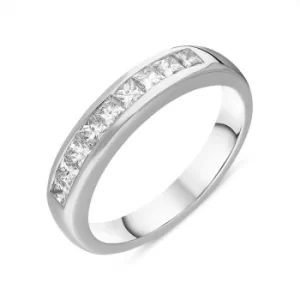 image of Platinum Diamond Princess Cut Nine Stone Half Eternity Ring