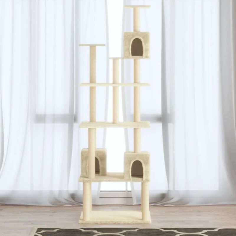 Image of VIDAXL Cat Tree with Sisal Scratching Posts Cream 188cm Vidaxl 8720286760604