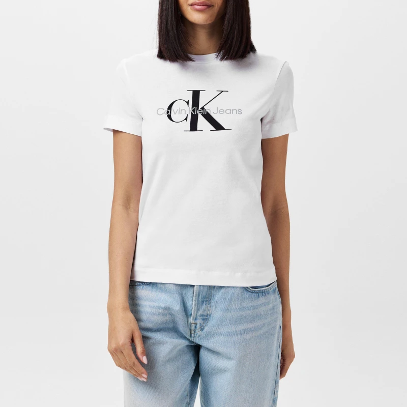 Image of Calvin Klein Jeans Logo T-Shirt - White White 16