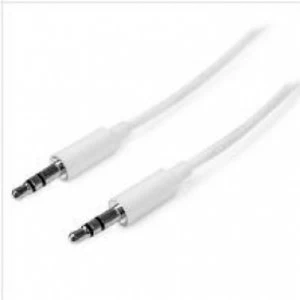 image of StarTech 3m Slim 3.5mm Male to Male Headphone/Stereo Audio Cable - White