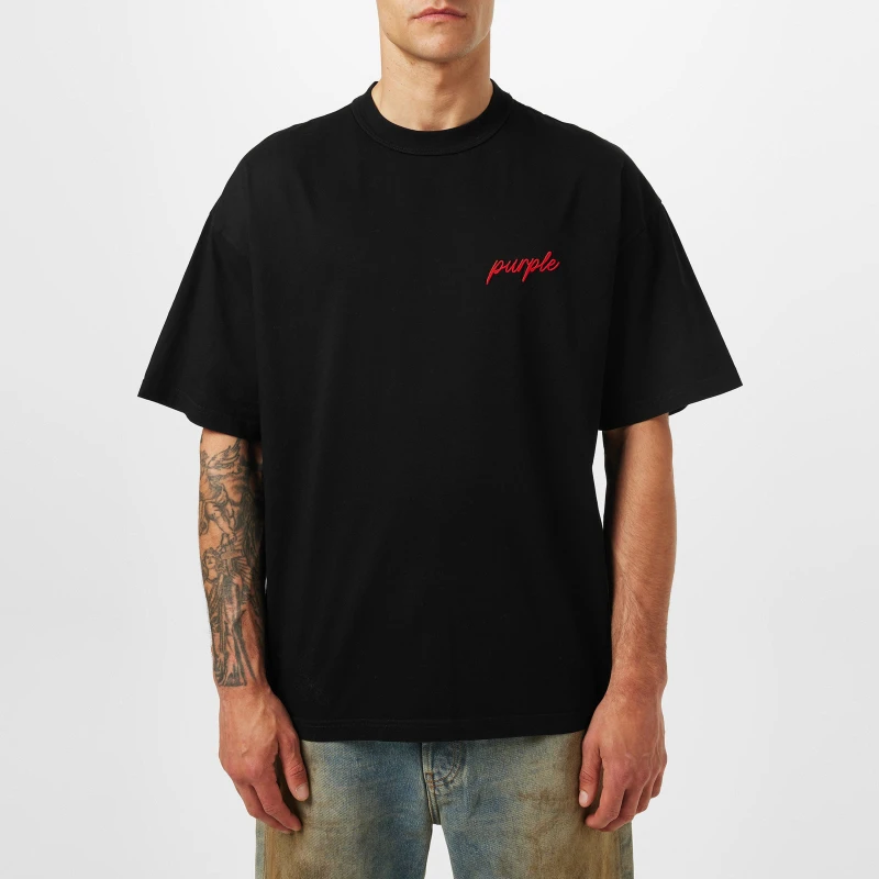 Image of Purple Brand Mens Oversized T-Shirt Black male X Small