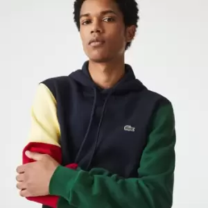 Image of Mens Lacoste Hooded Sweatshirt Size 4 - M Navy Blue / Green / Red / Yellow