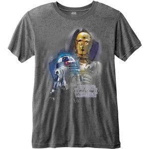 Image of Star Wars - Episode VIII Droids Portrait Unisex Large T-Shirt - Grey