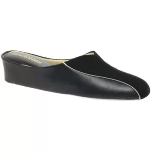 Image of Relax Slippers Martha Leather and Suede Slipper womens Slippers in Black