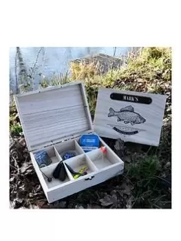 image of Fishing Gear - Personalised 6 Compartment Wooden Box