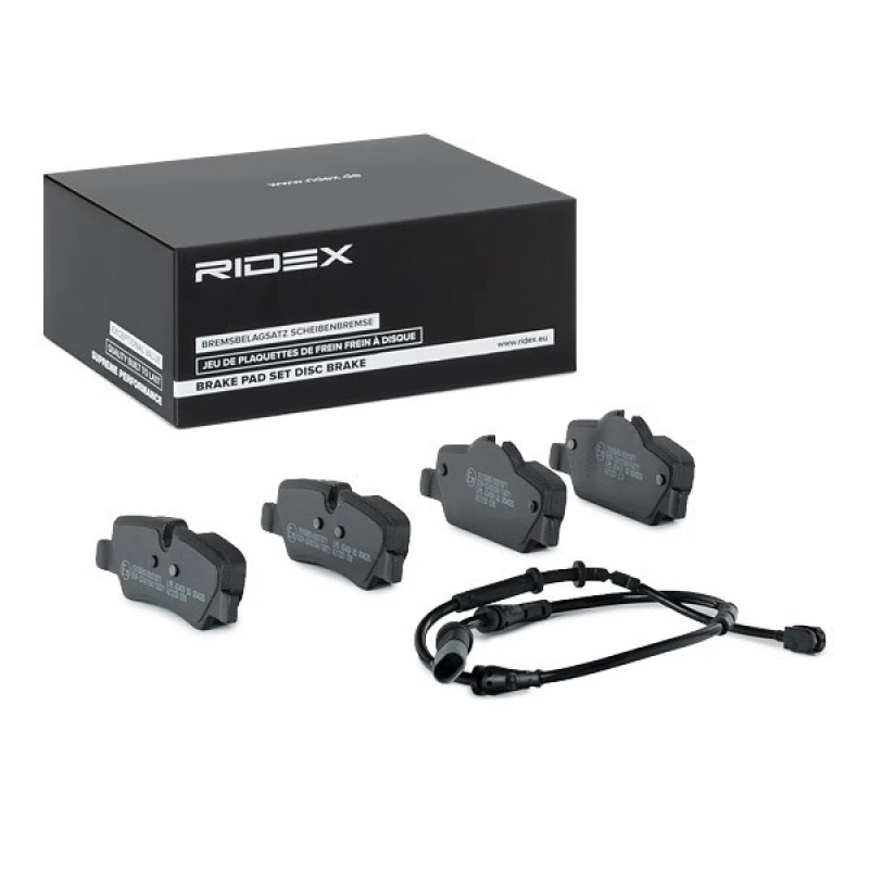 Image of RIDEX 3405B0813 Brake disc and pads set Rear Axle, Brake Disc Type: Solid, prepared for wear warning indicator Low-Metallic Brake Set,disc brakes (340