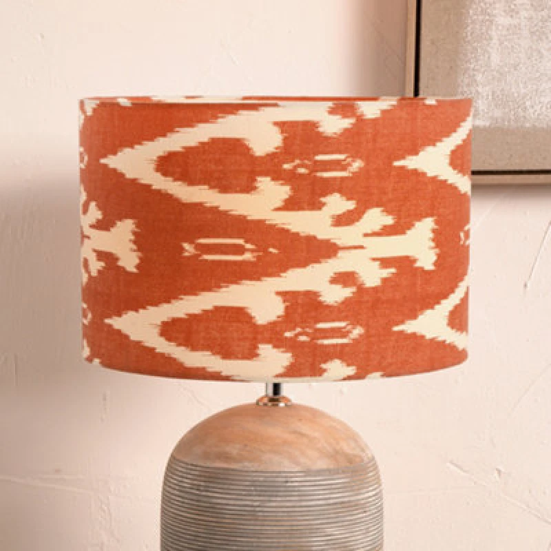 Image of Pacific Lifestyle 30Cm Orange Patterned Drum Lampshade Cylinder Table Lamp Shade