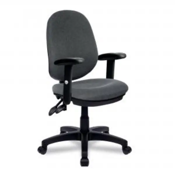 Image of Java Nautilus Designs Java 300 Medium Back Synchronous Triple Lever Fabric Operator Office Chair With Height Adjustable Arms Grey - BCF/P606/GY/ADT BC