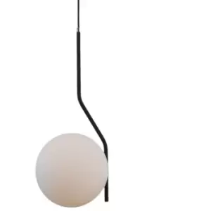 image of Netlighting Modern Hanging Pendant Satin Black 1 Light with White Shade, E27