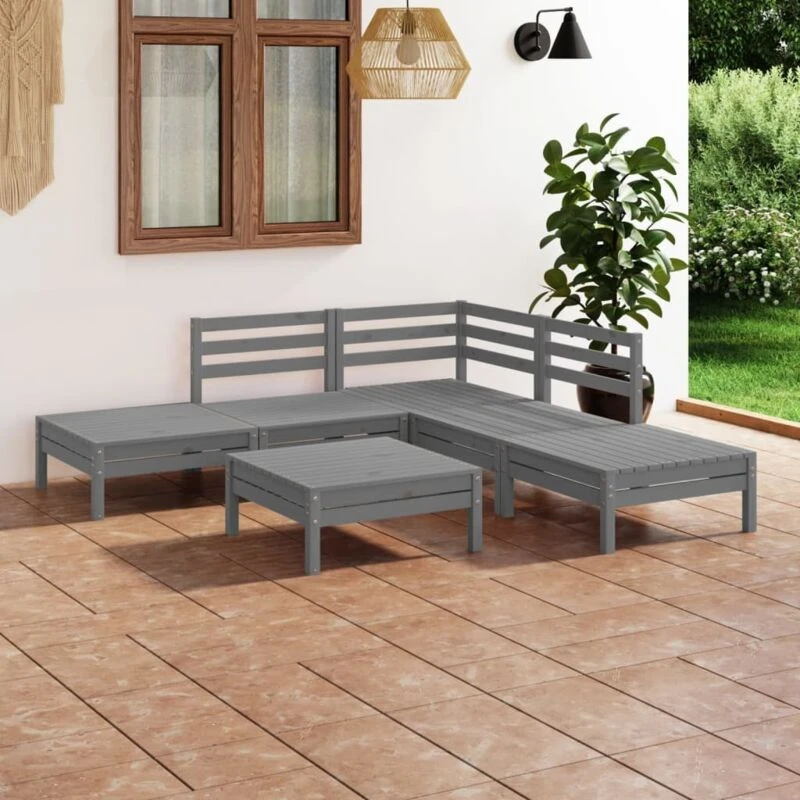 Image of VIDAXL 6 Piece Garden Lounge Set Solid Pinewood Grey Vidaxl 8720286685266