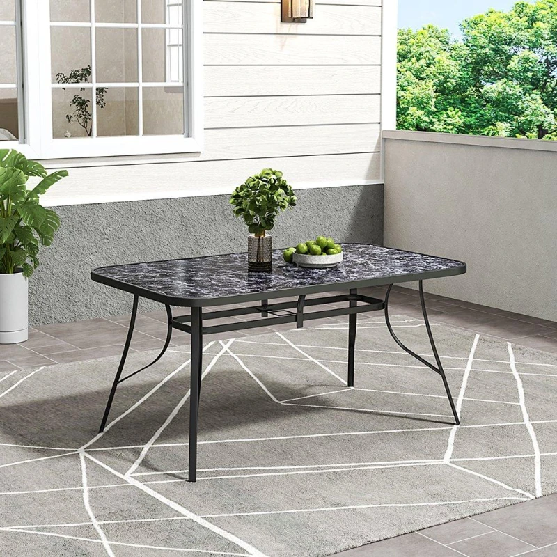 Image of Breeins Rectangle Tempered Glass Coffee Table Black L