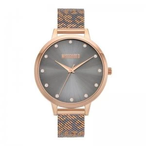 image of Missguided Leopard Print Mesh Strap Watch with Grey Dial