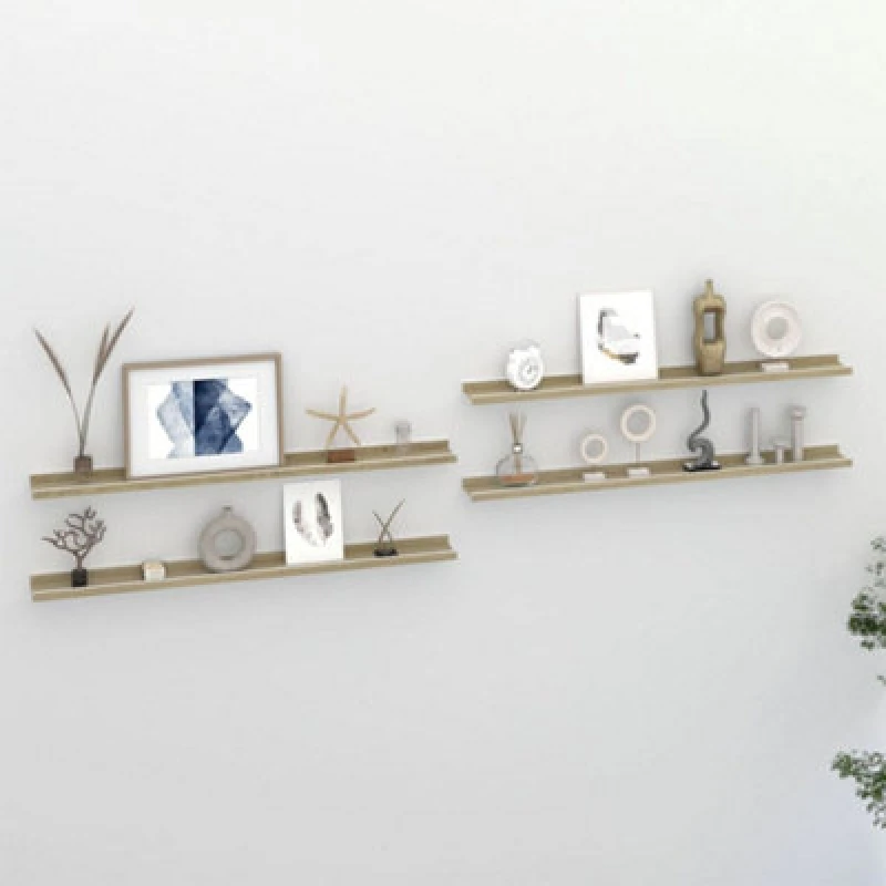 Image of VIDAXL Vidaxl - Wall Shelves 4 pcs White and Sonoma Oak 100x9x3cm 8720286417980