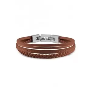 image of Mens Steel Multi Strap Cognac Bracelet UMB01345STCG