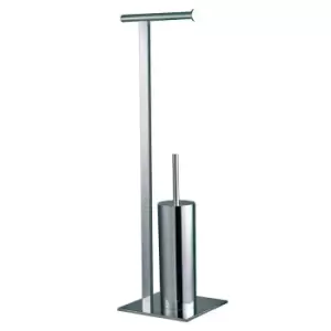 image of Showerdrape Free Standing Chrome Superbia Toilet Roll Holder & Toilet Brush Combo