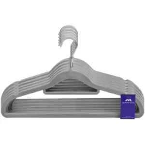 image of JVL Premium Range Velvet Touch Space Saving Non-Slip Hangers, Medium Grey, Pack of 50