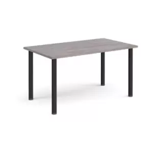 Image of Rectangular Black radial leg meeting table 1400mm x 800mm - grey oak