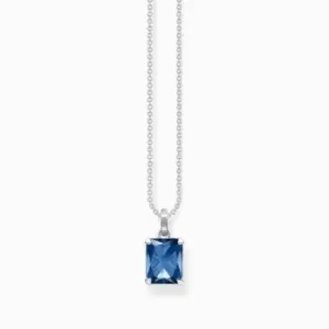 image of Sterling Silver Blue Stone Necklace KE1964-699-1