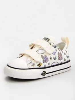 Converse Chuck Taylor All Star 2V Ox 'Camp Converse' Toddler Trainer - White Multi, White/Multi, Size 8