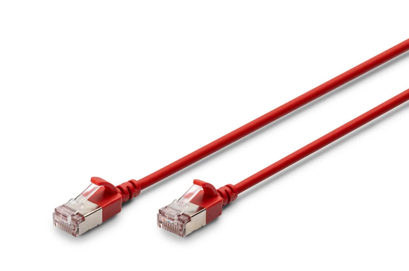 Image of Digitus CAT 6A F-FTP Slim patch cord. 0.3m. red