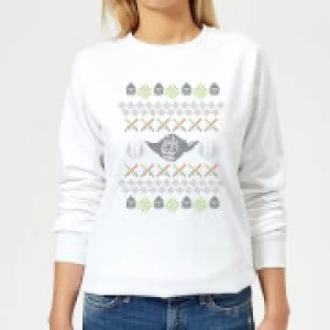 Image of Star Wars Yoda Knit Womens Christmas Sweatshirt - White - XXL