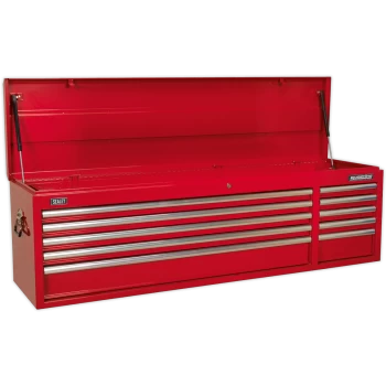 image of Sealey Superline Pro 10 Drawer Heavy Duty Wide Tool Chest Red