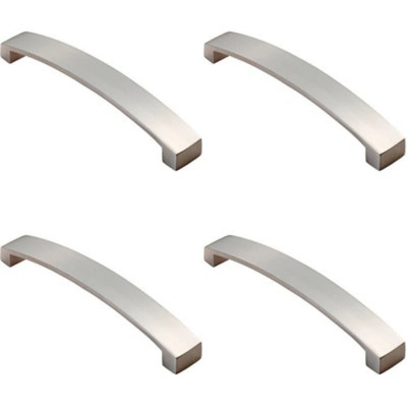Image of Loops 4x Flat Curved Bow Pull Handle 238 x 25mm 224mm Fixing Centres Satin Nickel Metallics unisex
