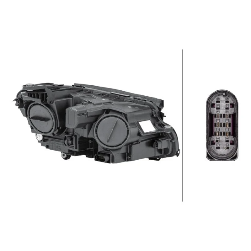 Image of HELLA 1LG 012 076-071 Headlights H7/H7, Left, with motor for headlamp levelling, Halogen Headlight (259)