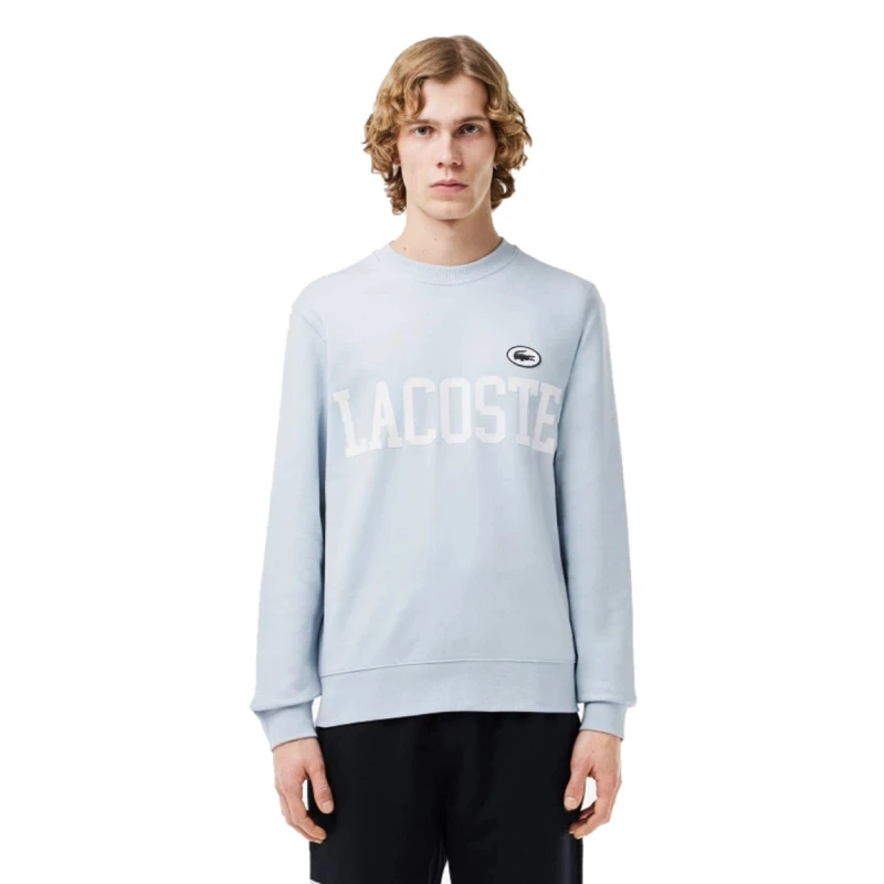 Image of Lacoste Flocked Fleece Sweatshirt Phoenix Blue male XS