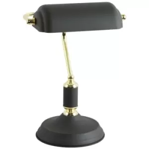 image of Zumalinelighting - Zumaline Lampa Bankers Table Lamp, Matt Black, Gold, White, 1x E27