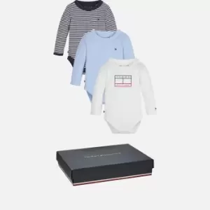 Image of Tommy Hilfiger Babys' 3 Pack Bodies - Chambray Sky - 9 Months