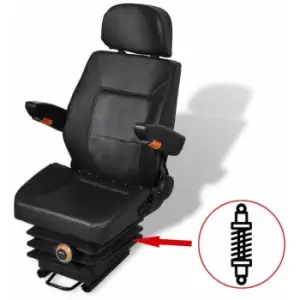 image of Tractor Seat with Suspension - Black - Vidaxl