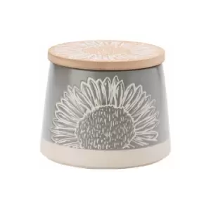 image of Artisan Flower Grey Canister with Bamboo Lid - English Tableware Company