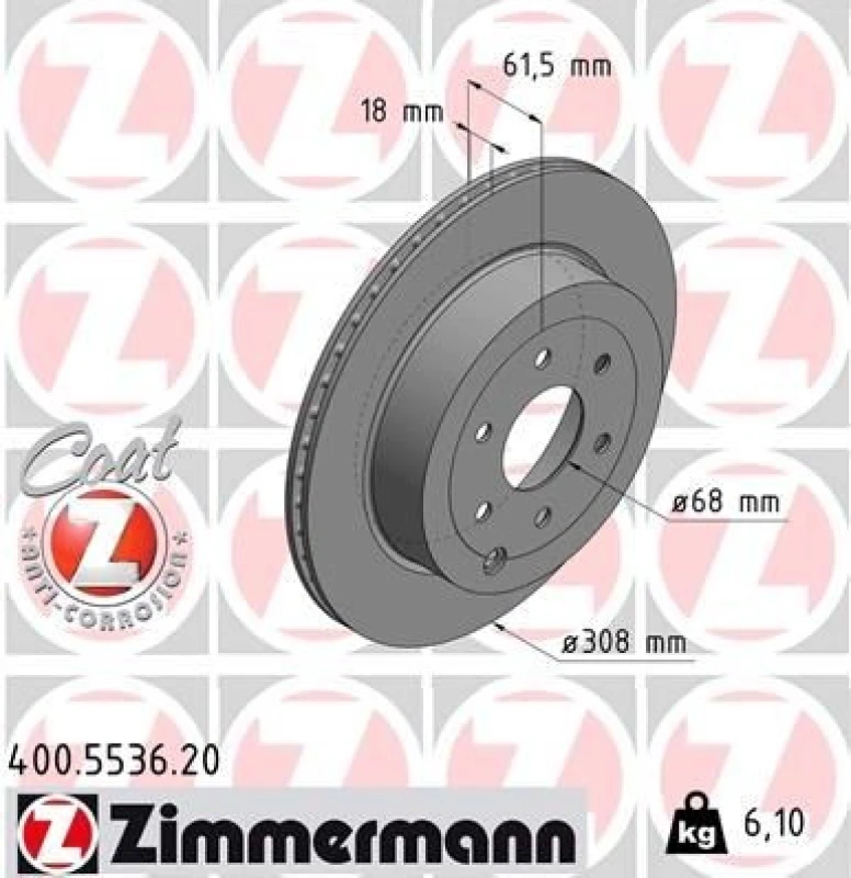 Image of ZIMMERMANN Brake disc ZIMMERMANN 400.5536.20