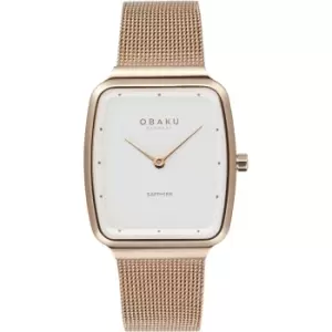 image of Obaku V267LXVIMV Womens Tern Lille-Rose Steel Mesh Wristwatch