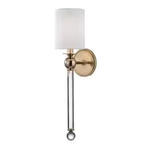 Image of Gordon 1 Light Wall Sconce Brass, Silk