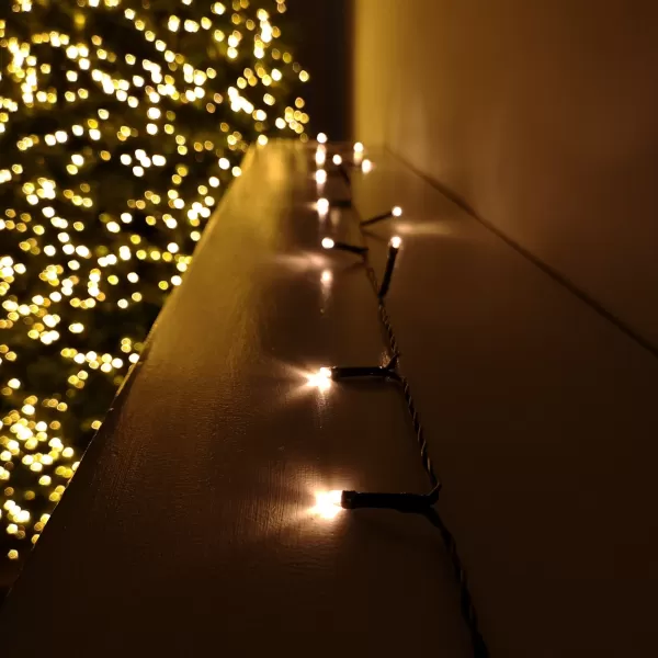 image of 1000 LED 100m Premier Christmas Indoor Outdoor Multi Function Battery Operated String Lights with Timer in Vintage Gold